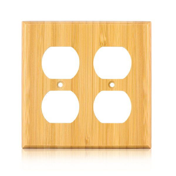 Solid Wood Double hole Outlet Light Switch Plat Bamboo Light Switch Cover Quality Raw Wooden Decorative Bedroom Kitchen Home Decor