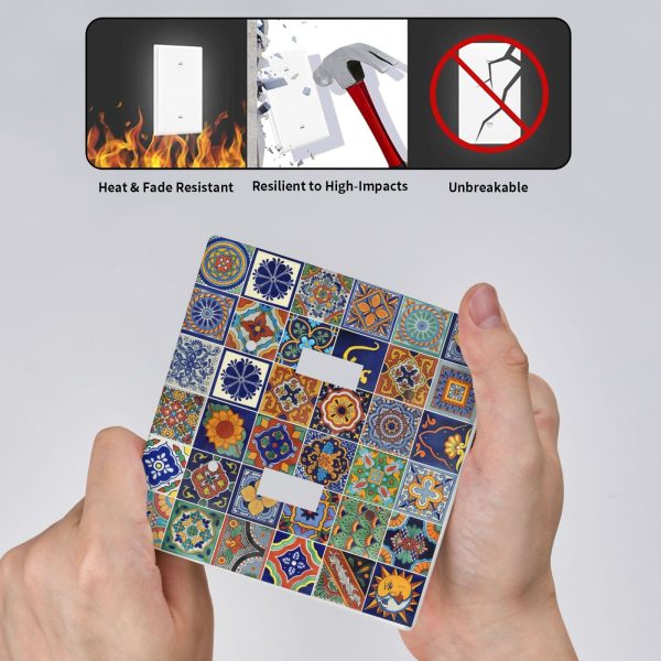 1Pcs Mexican Ceramic Tiles Wall Plates decorative light switch cover plate Light Switch Cover Plate Decorative Wall Plate outlet covers wall plate - Image 4