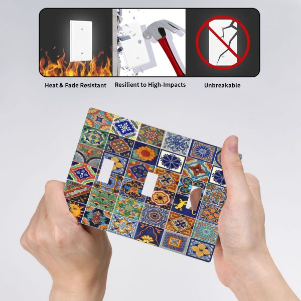 1Pcs Mexican Ceramic Tiles Wall Plates decorative light switch cover plate Light Switch Cover Plate Decorative Wall Plate outlet covers wall plate - Image 5