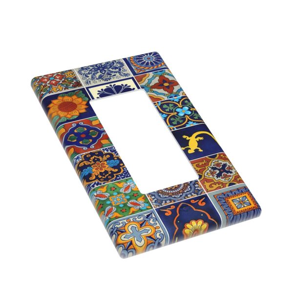 1Pcs Mexican Ceramic Tiles Wall Plates decorative light switch cover plate Light Switch Cover Plate Decorative Wall Plate outlet covers wall plate - Image 3