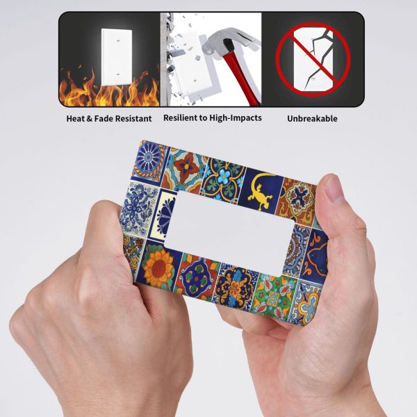 1Pcs Mexican Ceramic Tiles Wall Plates decorative light switch cover plate Light Switch Cover Plate Decorative Wall Plate outlet covers wall plate - Image 5