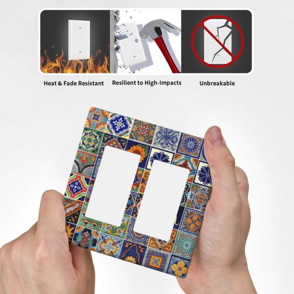 1Pcs Mexican Ceramic Tiles Wall Plates decorative light switch cover plate Light Switch Cover Plate Decorative Wall Plate outlet covers wall plate - Image 5