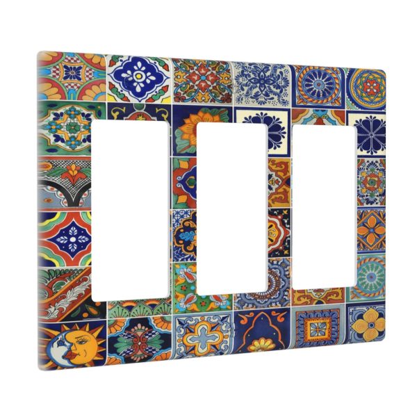 1Pcs Mexican Ceramic Tiles Wall Plates decorative light switch cover plate Light Switch Cover Plate Decorative Wall Plate outlet covers wall plate - Image 2