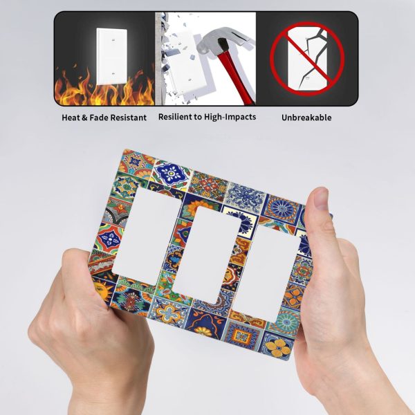 1Pcs Mexican Ceramic Tiles Wall Plates decorative light switch cover plate Light Switch Cover Plate Decorative Wall Plate outlet covers wall plate - Image 6