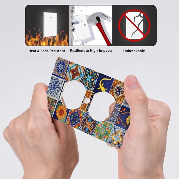 1Pcs Mexican Ceramic Tiles Wall Plates decorative light switch cover plate Light Switch Cover Plate Decorative Wall Plate outlet covers wall plate - Image 4