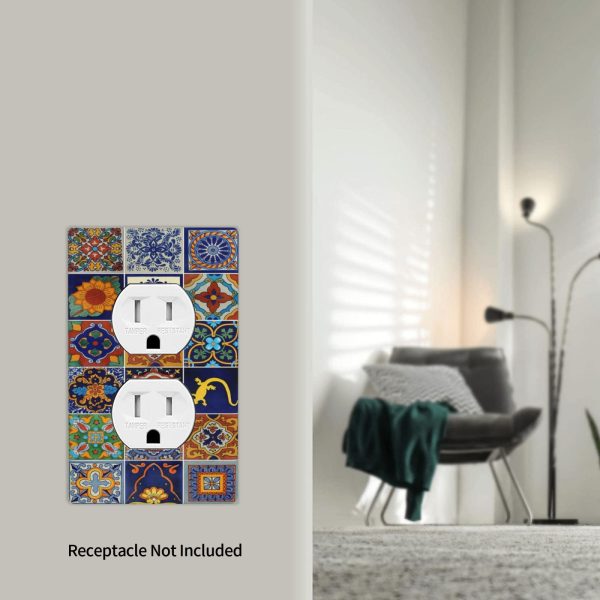 1Pcs Mexican Ceramic Tiles Wall Plates decorative light switch cover plate Light Switch Cover Plate Decorative Wall Plate outlet covers wall plate - Image 5