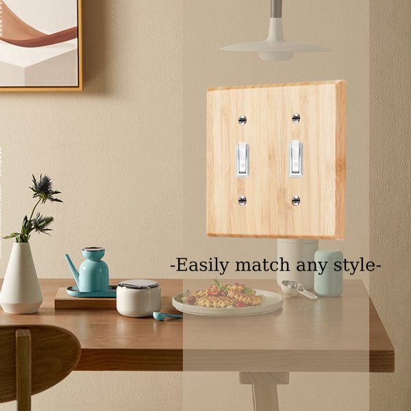 Solid Wood Double hole Outlet Light Switch Plat Bamboo Light Switch Cover Quality Raw Wooden Decorative Bedroom Kitchen Home Decor - Image 4
