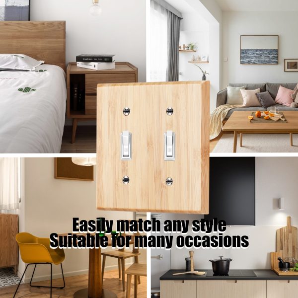 Solid Wood Double hole Outlet Light Switch Plat Bamboo Light Switch Cover Quality Raw Wooden Decorative Bedroom Kitchen Home Decor - Image 5