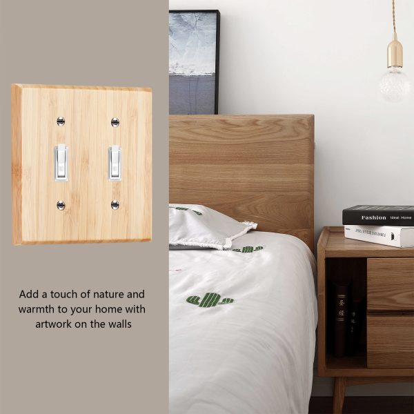 Solid Wood Double hole Outlet Light Switch Plat Bamboo Light Switch Cover Quality Raw Wooden Decorative Bedroom Kitchen Home Decor - Image 6