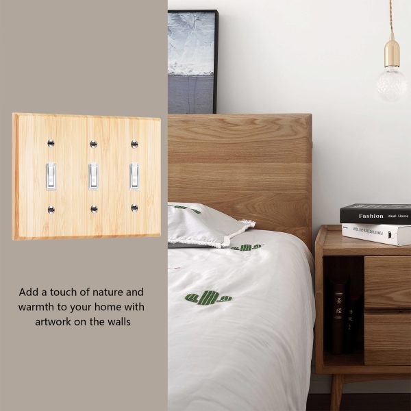 Solid Wood Double hole Outlet Light Switch Plat Bamboo Light Switch Cover Quality Raw Wooden Decorative Bedroom Kitchen Home Decor - Image 6