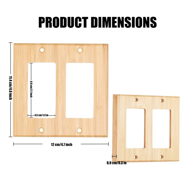 Solid Wood Double hole Outlet Light Switch Plat Bamboo Light Switch Cover Quality Raw Wooden Decorative Bedroom Kitchen Home Decor - Image 3