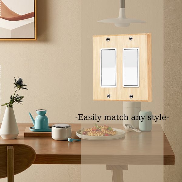 Solid Wood Double hole Outlet Light Switch Plat Bamboo Light Switch Cover Quality Raw Wooden Decorative Bedroom Kitchen Home Decor - Image 4