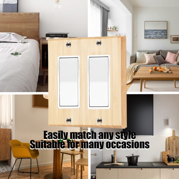 Solid Wood Double hole Outlet Light Switch Plat Bamboo Light Switch Cover Quality Raw Wooden Decorative Bedroom Kitchen Home Decor - Image 5