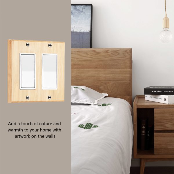 Solid Wood Double hole Outlet Light Switch Plat Bamboo Light Switch Cover Quality Raw Wooden Decorative Bedroom Kitchen Home Decor - Image 6