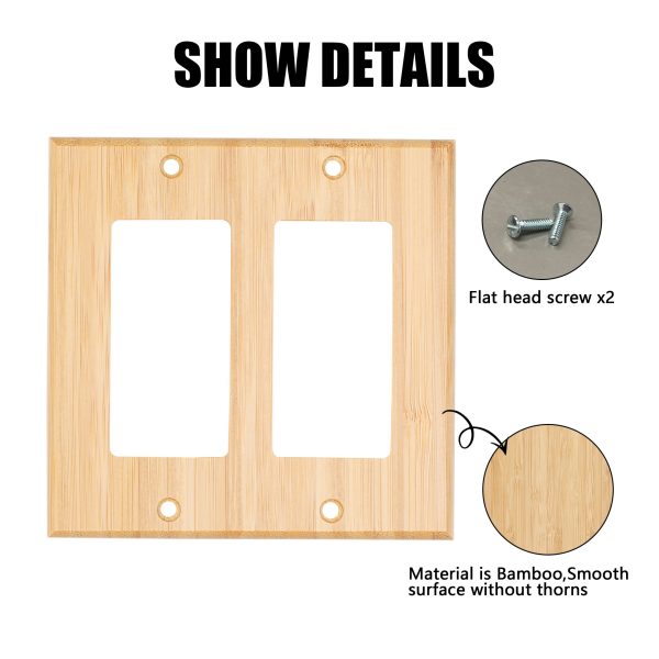Solid Wood Double hole Outlet Light Switch Plat Bamboo Light Switch Cover Quality Raw Wooden Decorative Bedroom Kitchen Home Decor - Image 7