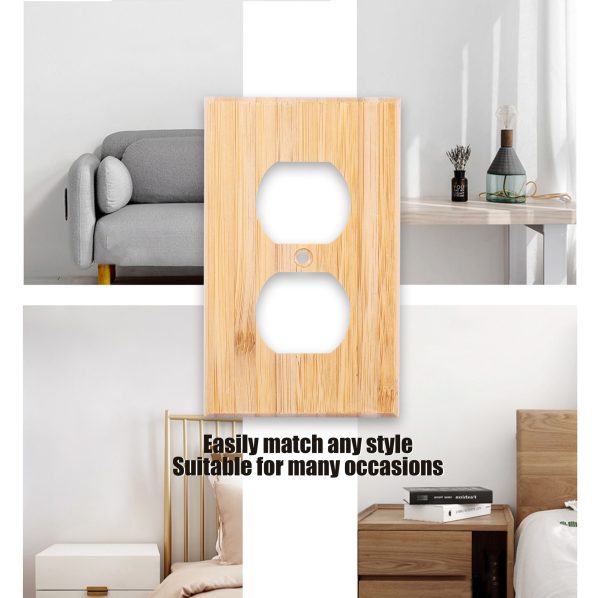 Solid Wood Double hole Outlet Light Switch Plat Bamboo Light Switch Cover Quality Raw Wooden Decorative Bedroom Kitchen Home Decor - Image 5
