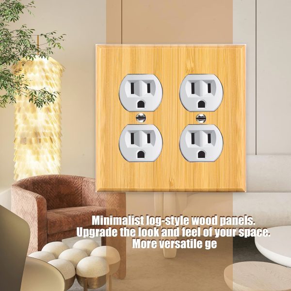 Solid Wood Double hole Outlet Light Switch Plat Bamboo Light Switch Cover Quality Raw Wooden Decorative Bedroom Kitchen Home Decor - Image 2