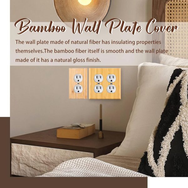Solid Wood Double hole Outlet Light Switch Plat Bamboo Light Switch Cover Quality Raw Wooden Decorative Bedroom Kitchen Home Decor - Image 4