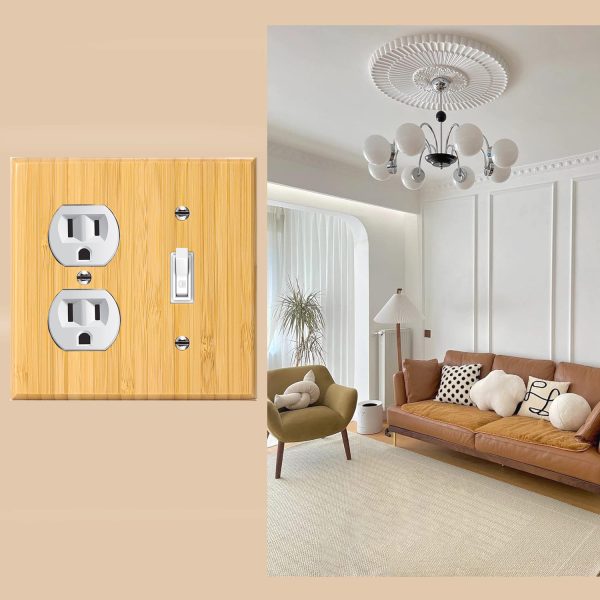 Solid Wood Double hole Outlet Light Switch Plat Bamboo Light Switch Cover Quality Raw Wooden Decorative Bedroom Kitchen Home Decor - Image 3