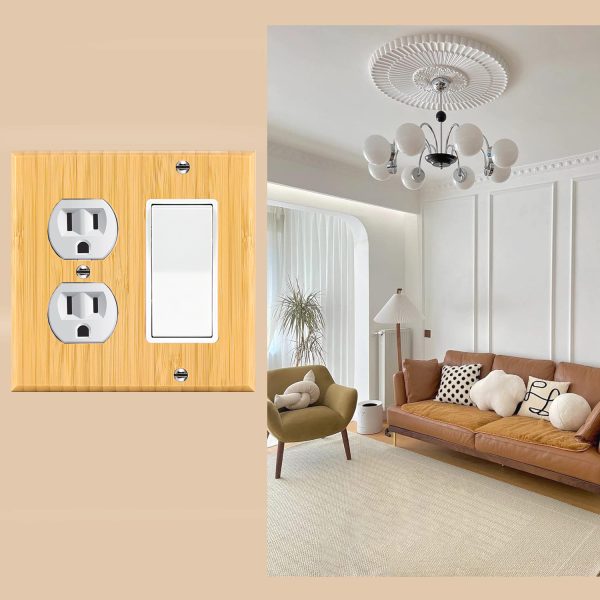 Solid Wood Double hole Outlet Light Switch Plat Bamboo Light Switch Cover Quality Raw Wooden Decorative Bedroom Kitchen Home Decor - Image 3