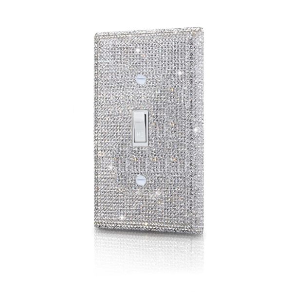 Shiny Silver Rhinestones Wall Plates Light Switch Cover Plate Decorative Wall Plate Single Toggle