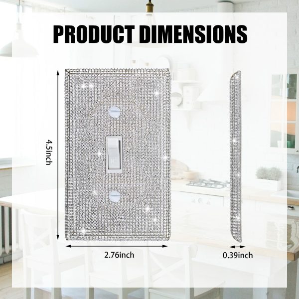 Shiny Silver Rhinestones Wall Plates Light Switch Cover Plate Decorative Wall Plate Single Toggle - Image 2