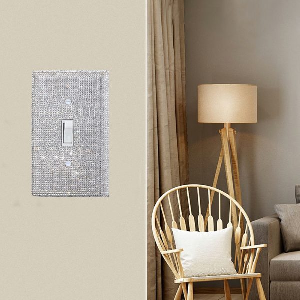 Shiny Silver Rhinestones Wall Plates Light Switch Cover Plate Decorative Wall Plate Single Toggle - Image 3
