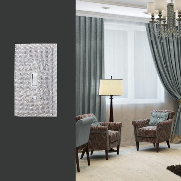 Shiny Silver Rhinestones Wall Plates Light Switch Cover Plate Decorative Wall Plate Single Toggle - Image 4