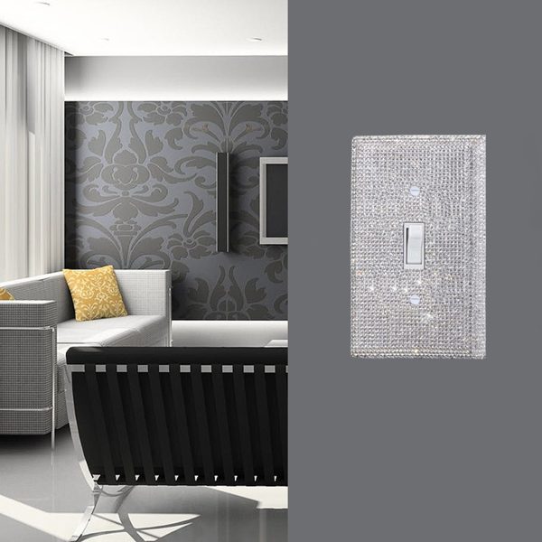 Shiny Silver Rhinestones Wall Plates Light Switch Cover Plate Decorative Wall Plate Single Toggle - Image 5