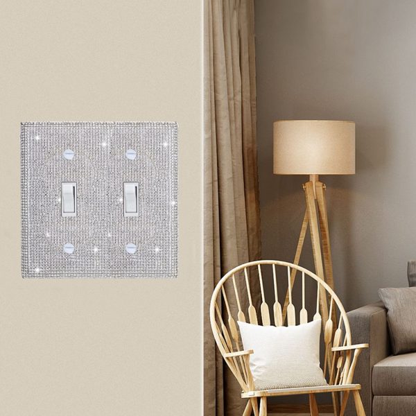 Shiny Silver Rhinestones Wall Plates Light Switch Cover Plate Decorative Wall Plate Single Toggle - Image 3