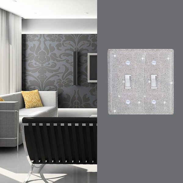 Shiny Silver Rhinestones Wall Plates Light Switch Cover Plate Decorative Wall Plate Single Toggle - Image 4