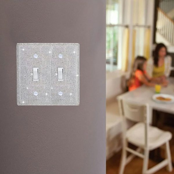 Shiny Silver Rhinestones Wall Plates Light Switch Cover Plate Decorative Wall Plate Single Toggle - Image 5