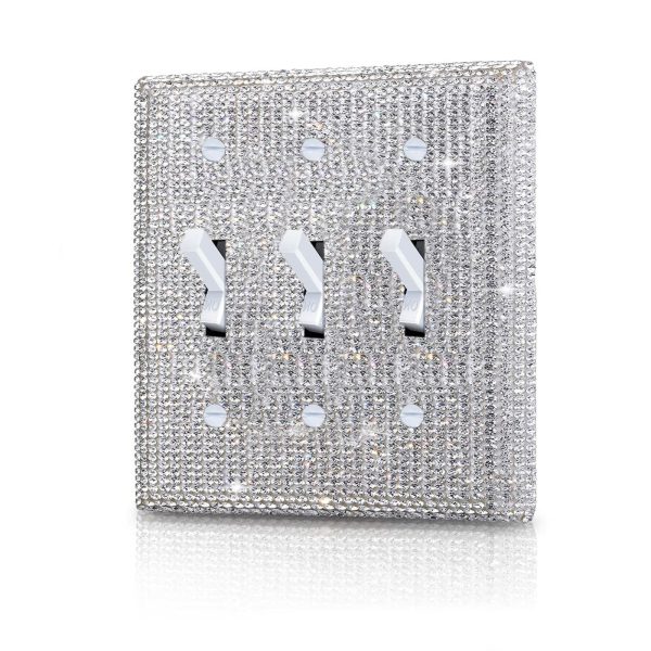 Shiny Silver Rhinestones Wall Plates Light Switch Cover Plate Decorative Wall Plate Single Toggle