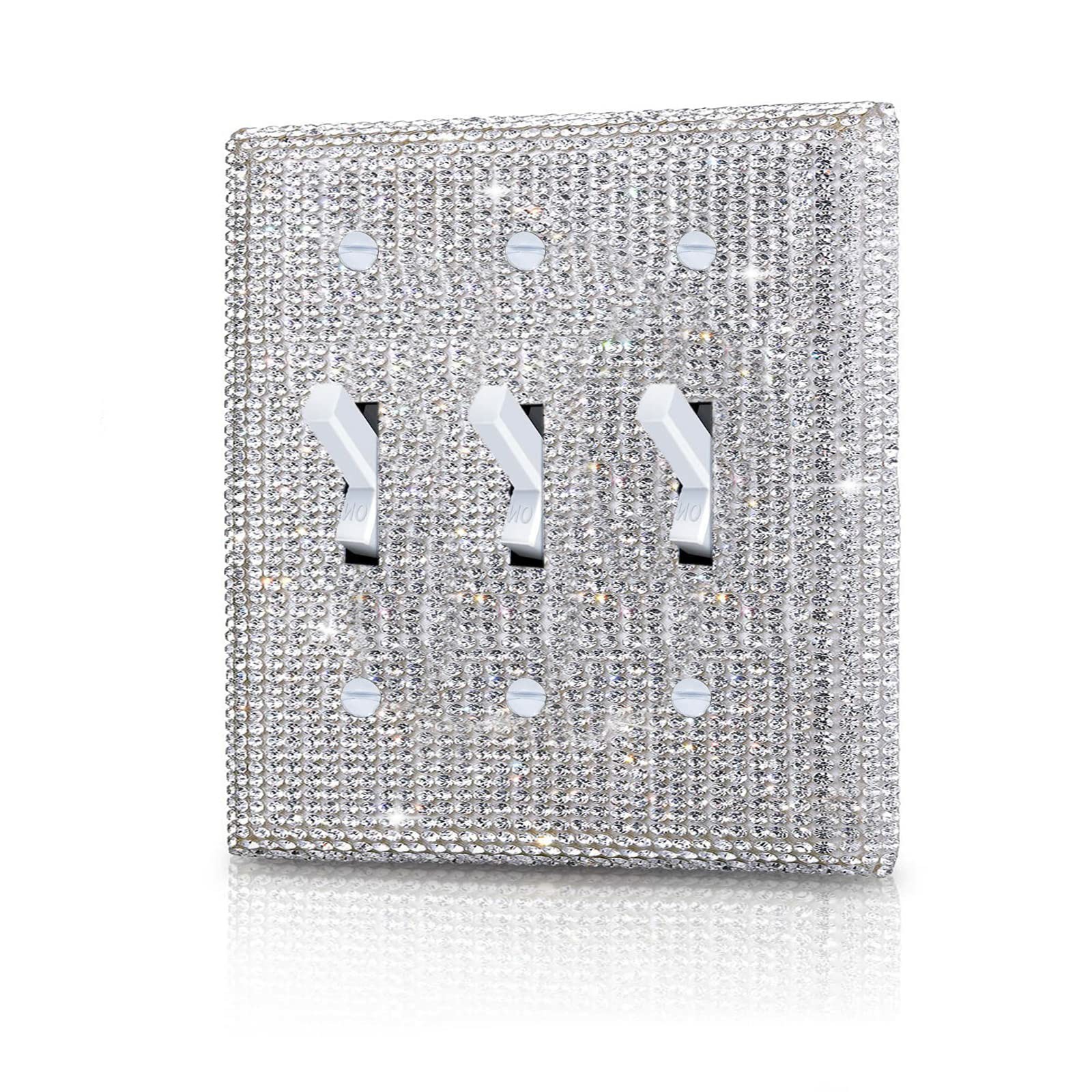 Shiny Silver Rhinestones Wall Plates Light Switch Cover Plate Decorative Wall Plate Single Toggle