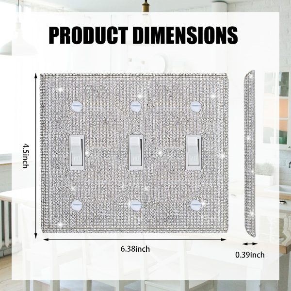 Shiny Silver Rhinestones Wall Plates Light Switch Cover Plate Decorative Wall Plate Single Toggle - Image 2