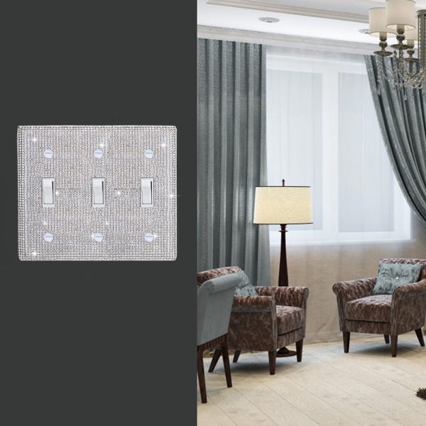 Shiny Silver Rhinestones Wall Plates Light Switch Cover Plate Decorative Wall Plate Single Toggle - Image 3