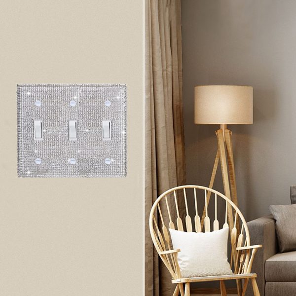 Shiny Silver Rhinestones Wall Plates Light Switch Cover Plate Decorative Wall Plate Single Toggle - Image 4