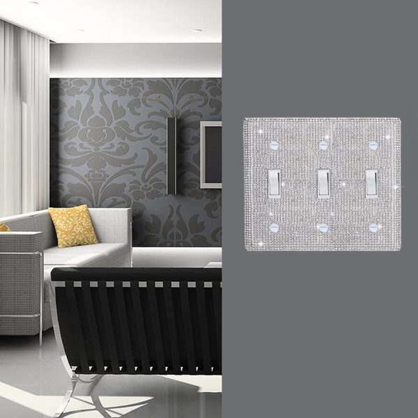 Shiny Silver Rhinestones Wall Plates Light Switch Cover Plate Decorative Wall Plate Single Toggle - Image 5