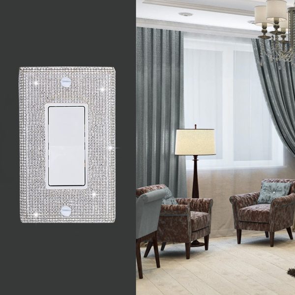 Shiny Silver Rhinestones Wall Plates Light Switch Cover Plate Decorative Wall Plate Single Toggle - Image 3