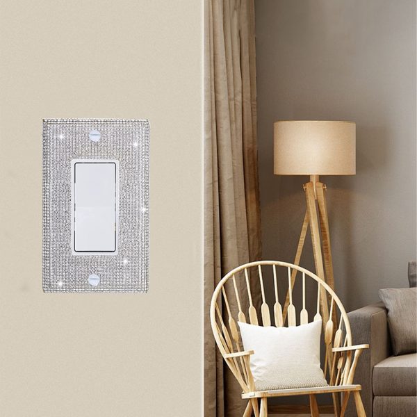 Shiny Silver Rhinestones Wall Plates Light Switch Cover Plate Decorative Wall Plate Single Toggle - Image 4