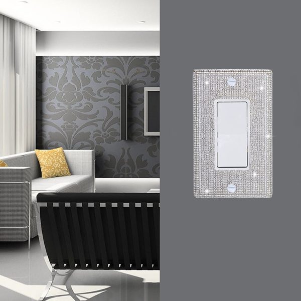 Shiny Silver Rhinestones Wall Plates Light Switch Cover Plate Decorative Wall Plate Single Toggle - Image 5