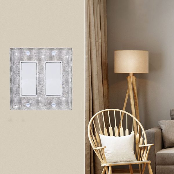 Shiny Silver Rhinestones Wall Plates Light Switch Cover Plate Decorative Wall Plate Single Toggle - Image 3