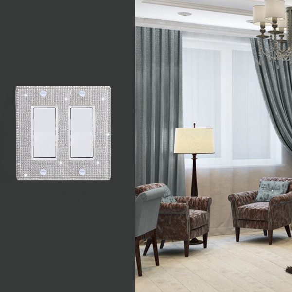 Shiny Silver Rhinestones Wall Plates Light Switch Cover Plate Decorative Wall Plate Single Toggle - Image 4