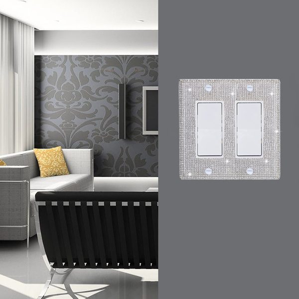 Shiny Silver Rhinestones Wall Plates Light Switch Cover Plate Decorative Wall Plate Single Toggle - Image 5