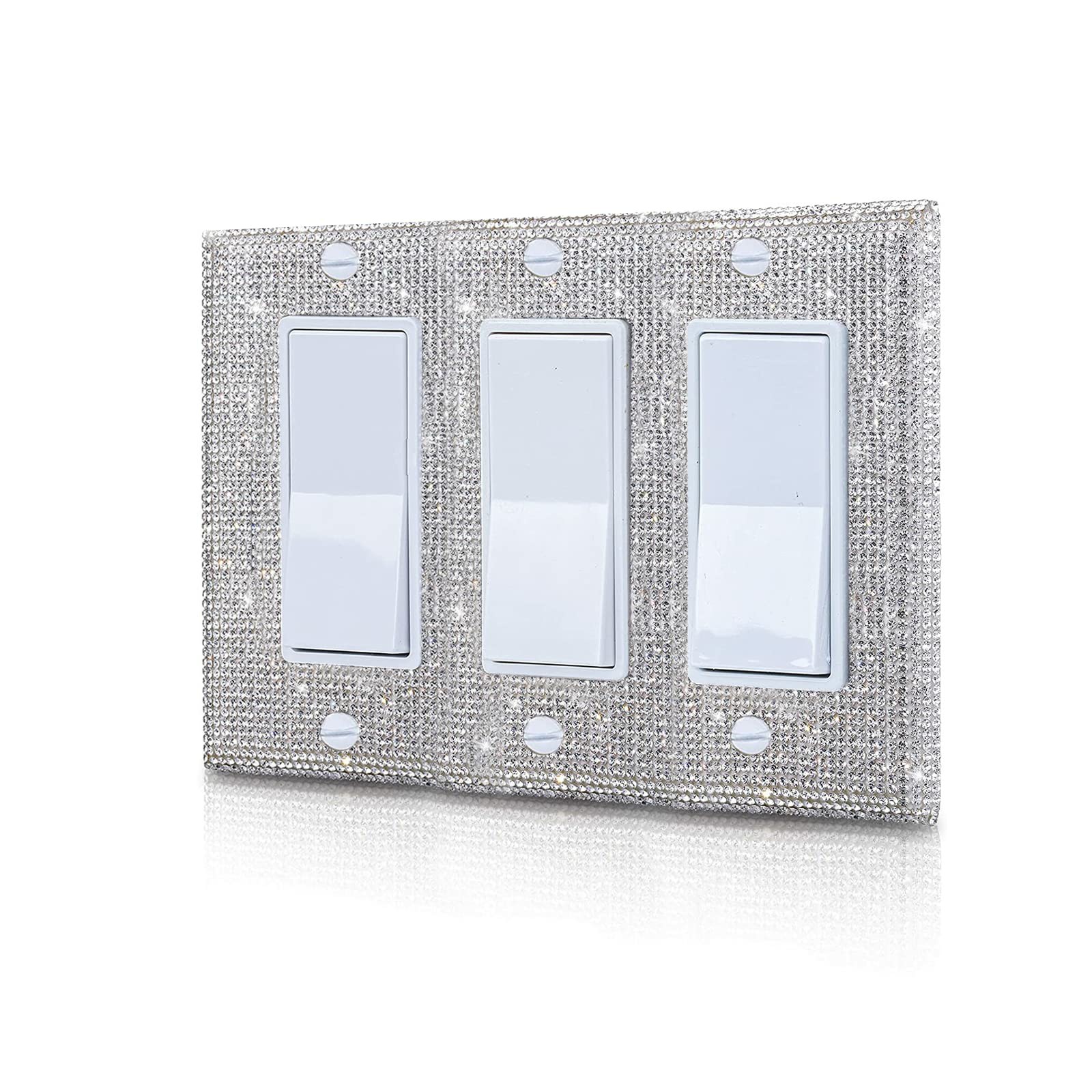 Shiny Silver Rhinestones Wall Plates Light Switch Cover Plate Decorative Wall Plate Single Toggle