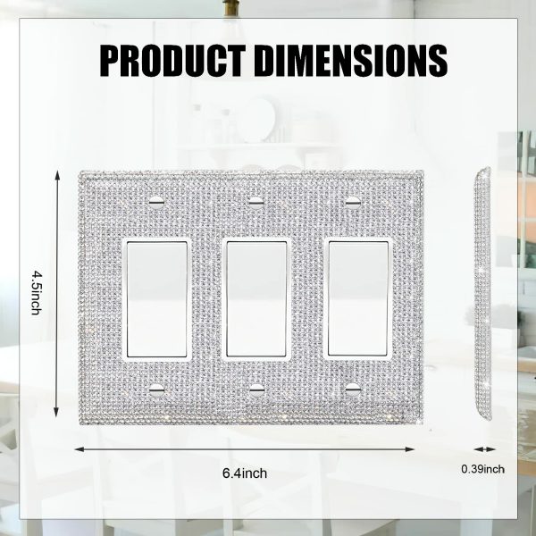Shiny Silver Rhinestones Wall Plates Light Switch Cover Plate Decorative Wall Plate Single Toggle - Image 2