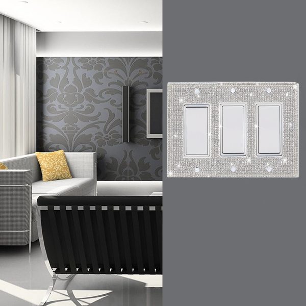 Shiny Silver Rhinestones Wall Plates Light Switch Cover Plate Decorative Wall Plate Single Toggle - Image 4