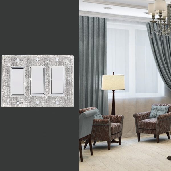 Shiny Silver Rhinestones Wall Plates Light Switch Cover Plate Decorative Wall Plate Single Toggle - Image 5