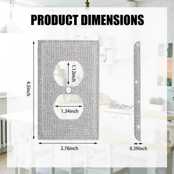 Shiny Silver Rhinestones Wall Plates Light Switch Cover Plate Decorative Wall Plate Single Toggle - Image 2