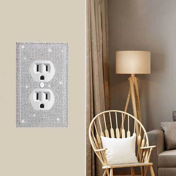 Shiny Silver Rhinestones Wall Plates Light Switch Cover Plate Decorative Wall Plate Single Toggle - Image 3